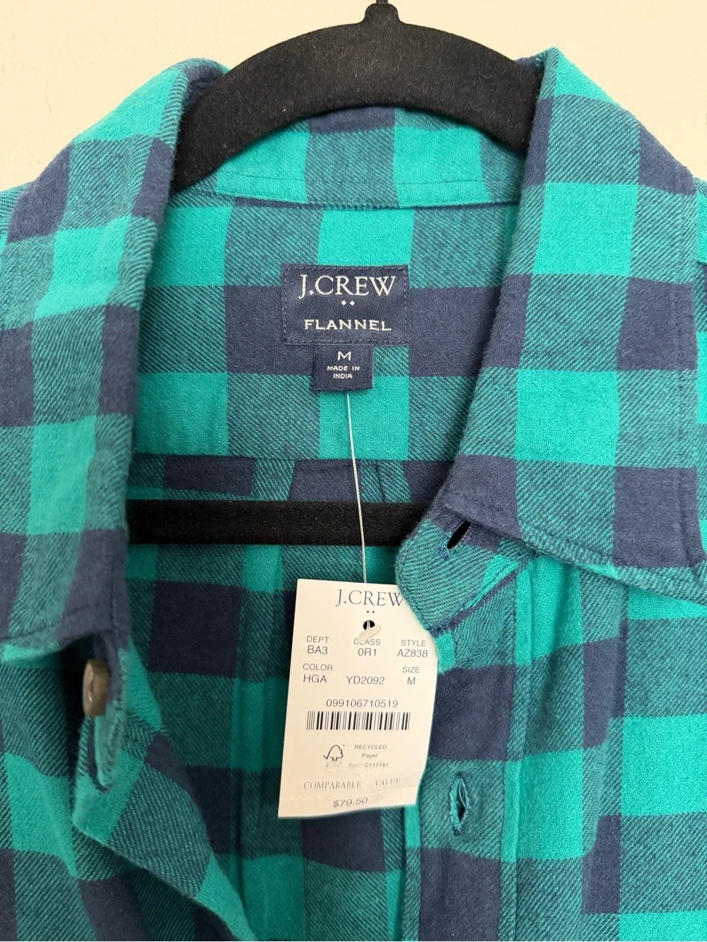 J. Crew Teal & Navy Buffalo Plaid Button-Down Shirt